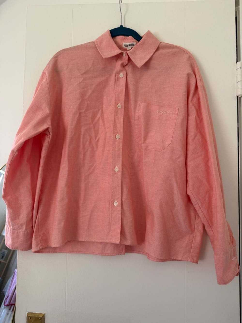 Djerf Avenue 100% Organic Cotton Coral Pink Button-Front Shirt